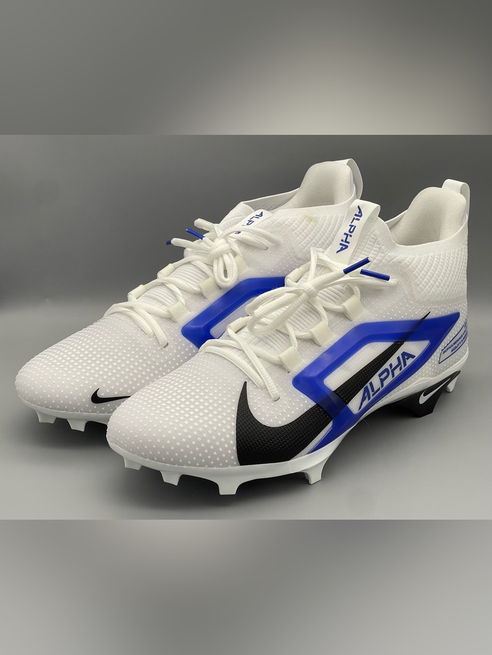 Nike Alpha Menace 4 Elite TB White Blue Football Cleats IB2501-104 Men Sz 12 NEW